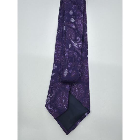 Sean John Purple Paisley Pattern Men's Neck Tie - Picture 4 of 8